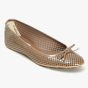 Jimmy Choo Walsh Taupe Perforated Patent Leather Ballet Flats Size 40/9